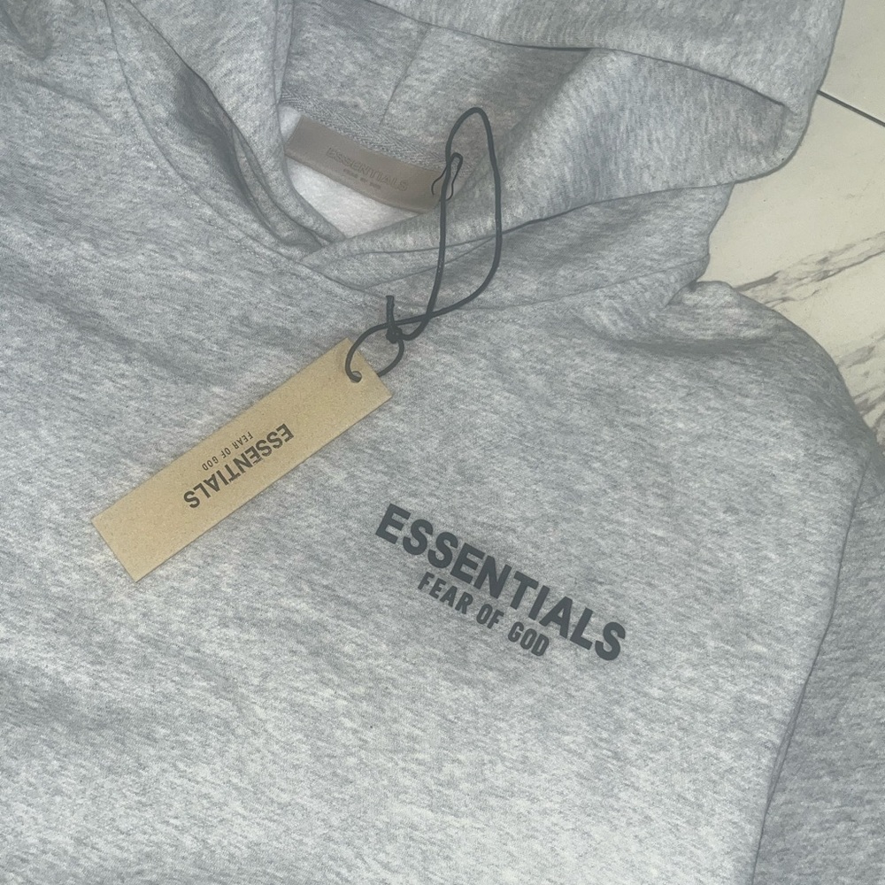 Gray Fear Of God Essentials Hoodie